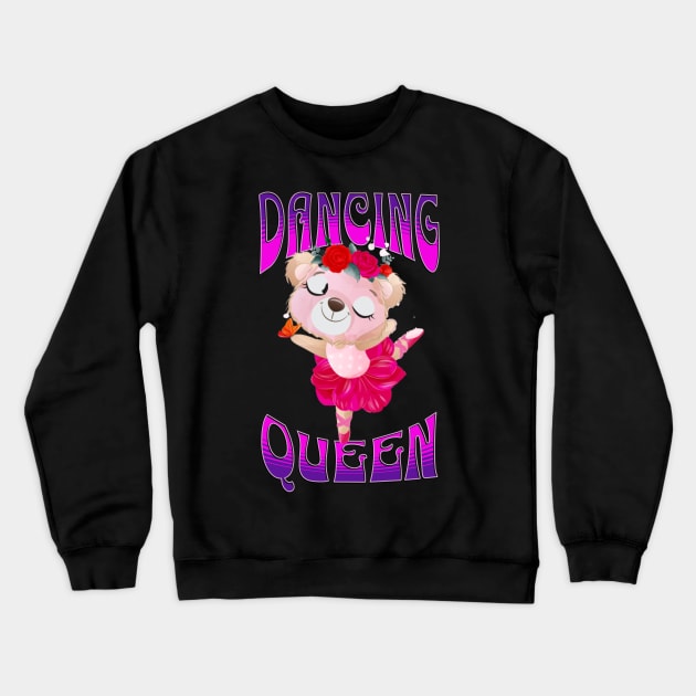 Dancing Queen Ballerina Bear Crewneck Sweatshirt by RockReflections